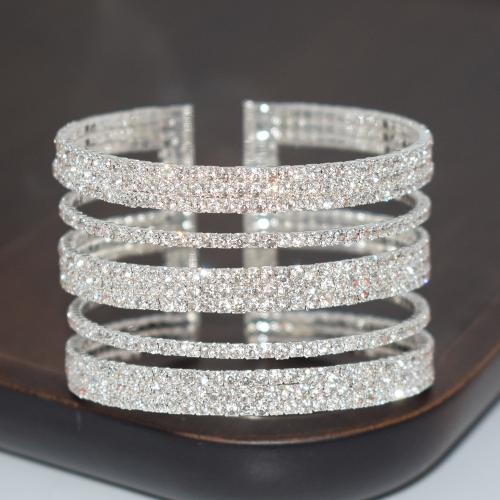 Iron Cuff Bangle, plated, fashion jewelry & for woman & with rhinestone width 42mm, Inner Approx 55mm 