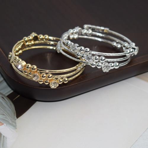 Iron Bangle, plated, fashion jewelry & for woman & with rhinestone width 11mm, Inner Approx 55mm 