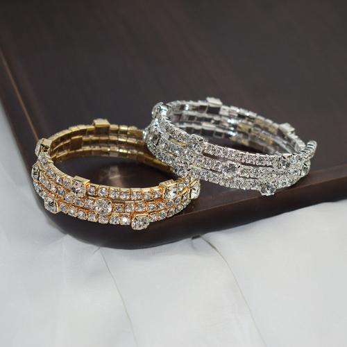 Iron Bangle, plated, fashion jewelry & for woman & with rhinestone Inner Approx 55mm [