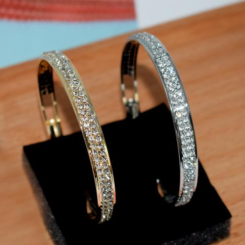 Iron Cuff Bangle, plated, fashion jewelry & for woman & with rhinestone width 7mm, Inner Approx 65mm 