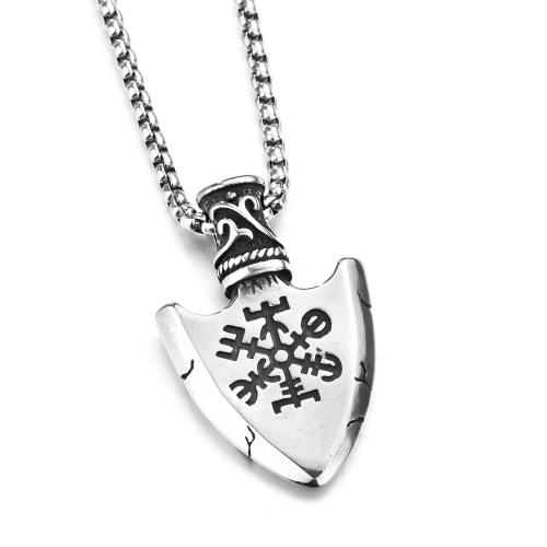 Titanium Steel Jewelry Necklace, Shield, polished, fashion jewelry & Unisex Approx 23.62 Inch 