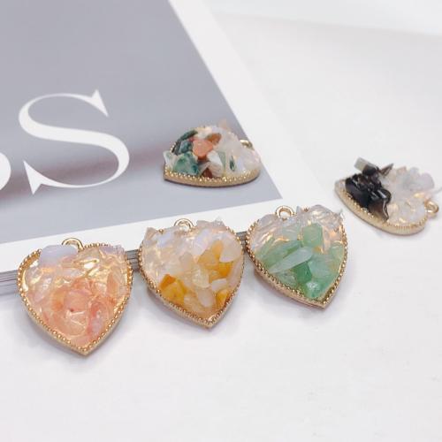 Resin Jewelry Pendant, with Zinc Alloy, Heart, gold color plated, DIY Approx 