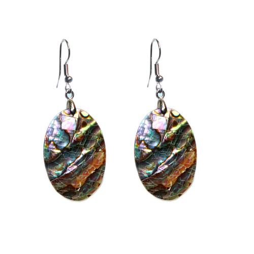 Abalone Shell Earring, with Zinc Alloy, gold color plated, for woman, mixed colors 