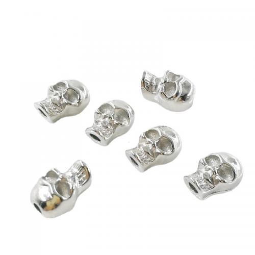 Zinc Alloy Spacer Beads, Skull, silver color plated, DIY 