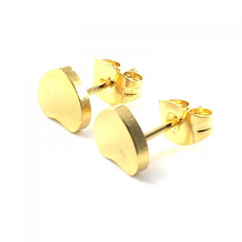 Edelstahl Stud Ohrring, 304 Edelstahl, Herz, goldfarben plattiert, DIY, 7x6mm, verkauft von Paar