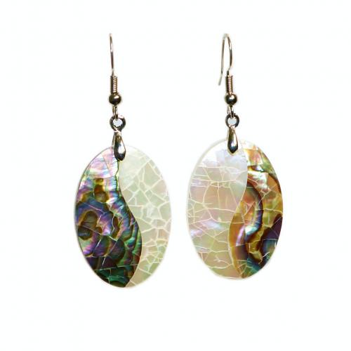 Abalone Shell Earring, with Zinc Alloy, plated, for woman, white 