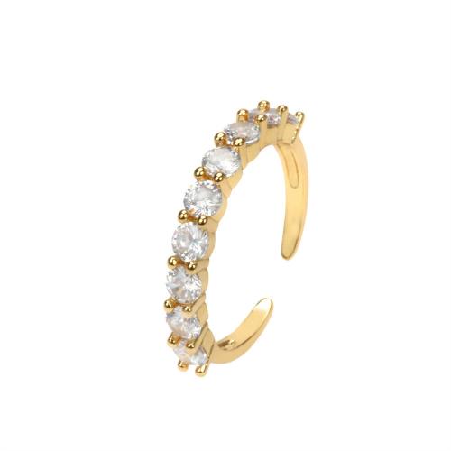 Cubic Zirconia Micro Pave Brass Finger Ring, gold color plated & micro pave cubic zirconia & for woman, Minimum inner mm 