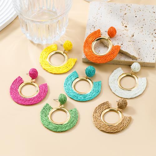 Fashion Create Jewelry Earring, Zinc Alloy, with Rafidah Grass, Round, fashion jewelry & for woman 