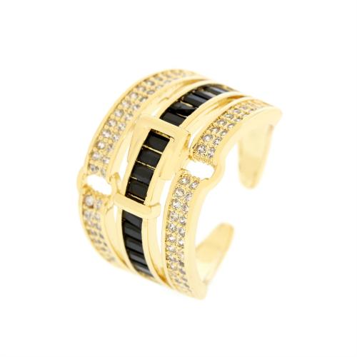 Cubic Zirconia Micro Pave Brass Finger Ring, gold color plated, fashion jewelry & Unisex & micro pave cubic zirconia Minimum inner mm 