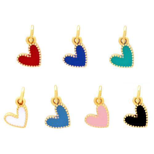 Латунные подвески-сердце, Латунь, Сердце, плакирован золотом, DIY & эмаль, Много цветов для выбора продается PC