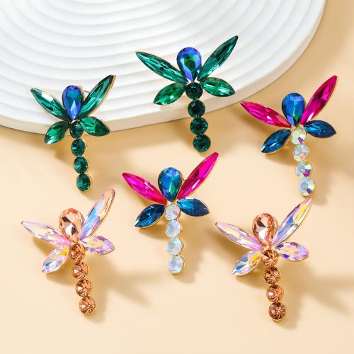 Zinc Alloy Rhinestone Stud Earring, Dragonfly, fashion jewelry & for woman & with rhinestone 