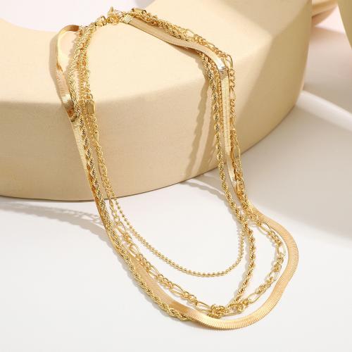 Fashion Multi Layer Necklace, Zinc Alloy, gold color plated, 4 pieces & fashion jewelry & for woman 