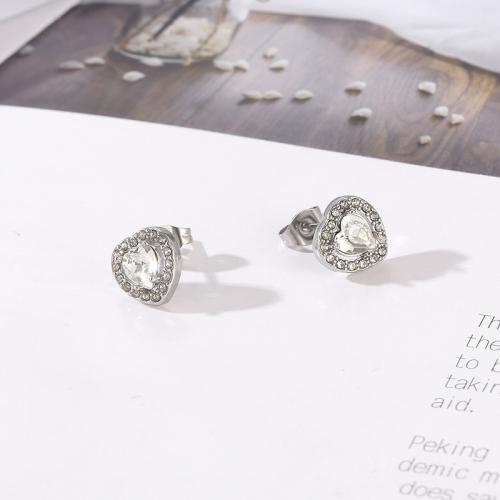 Stainless Steel Rhinestone Stud Earring, 304 Stainless Steel, plated, fashion jewelry & for woman & with rhinestone 