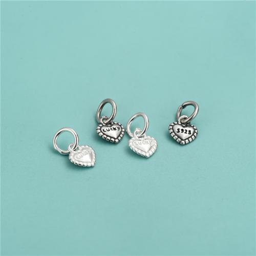 Sterling Silver Heart Pendants, 925 Sterling Silver, DIY & with letter pattern 6.3mm Approx 3.7mm 