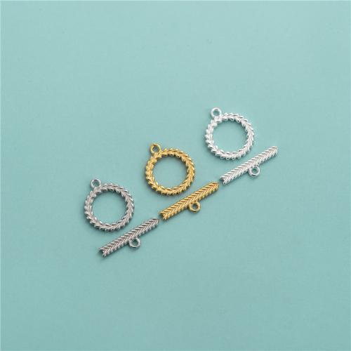 Sterling Silver Toggle Clasp, 925 Sterling Silver, plated, DIY round length 11.9mm, T-needle length 15.8mm Approx 1.4mm, Inner Approx 8.1mm 