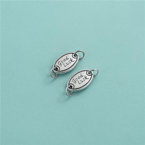 Sterling Silver Charm Connector, 925 Sterling Silver, Oval, vintage & DIY & with letter pattern Approx 2.5mm 