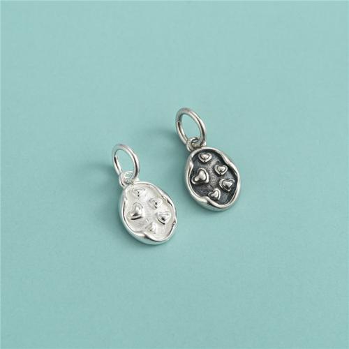 Sterling Silver Pendants, 925 Sterling Silver, irregular, DIY & with heart pattern Approx 3.5mm 