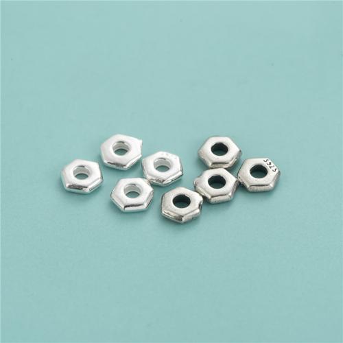 925 Sterling Silver Washer, Hexagon, DIY Approx 2.1mm 