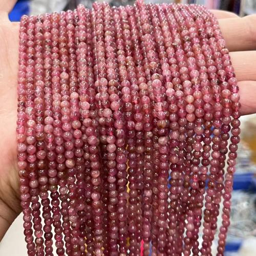 Natural Tourmaline Beads, Round, DIY pink 