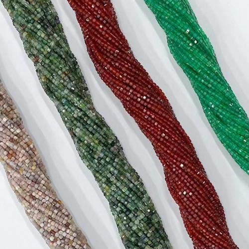 Achat Perlen, Quadrat, DIY & verschiedenen Materialien für die Wahl & facettierte, keine, 2.5x2.5mm, Länge:ca. 38-39 cm, verkauft von Strang