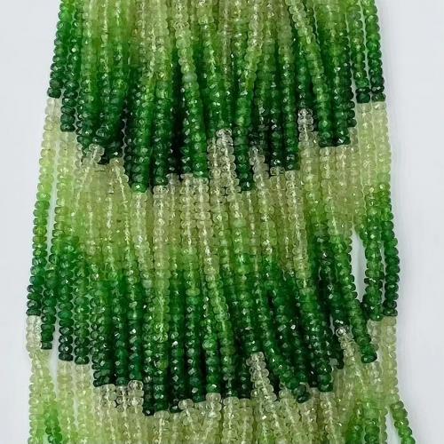 Single Gemstone Beads, Tsavorite, Abacus, gradient color & DIY & faceted, green Approx 41-42 cm 