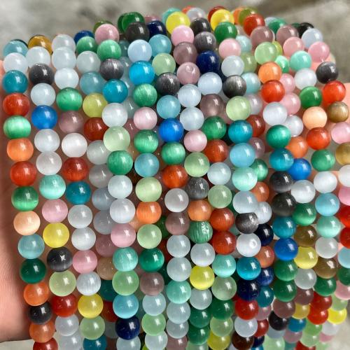 Katzenauge Perlen, rund, DIY & verschiedene Größen vorhanden, gemischte Farben, verkauft von Strang