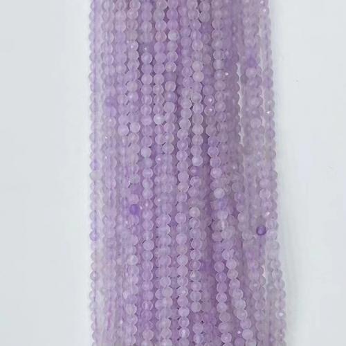 天然紫水晶のビーズ, アメジスト, ラウンド形, DIY & 異なるサイズの選択 & 切り面, ライトパープル, 長さ:約 38-39 センチ, 売り手 ストランド