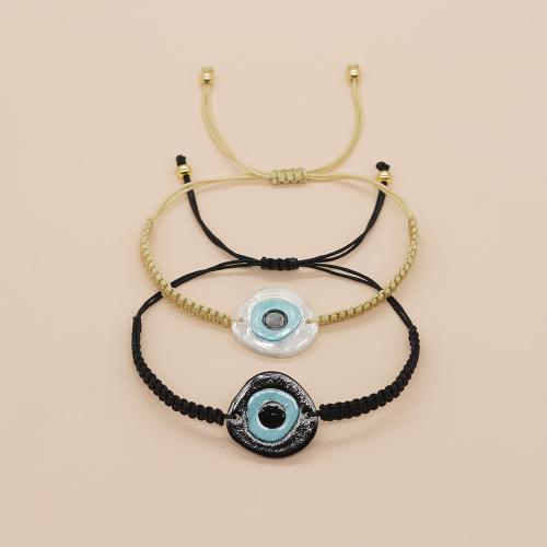 Evil Eye Jewelry Bracelet, Acrylic, with Knot Cord, Adjustable & fashion jewelry & Unisex Approx 28 cm 