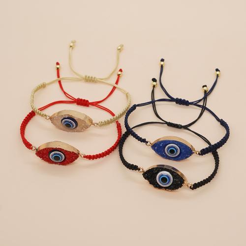 Evil Eye Jewelry Bracelet, Resin, with Knot Cord & Brass, gold color plated, Adjustable & fashion jewelry & Unisex Approx 28 cm 