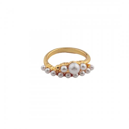 Brass Finger Ring, with Plastic Pearl, high quality plated, fashion jewelry & for woman Inner Approx 18mm 