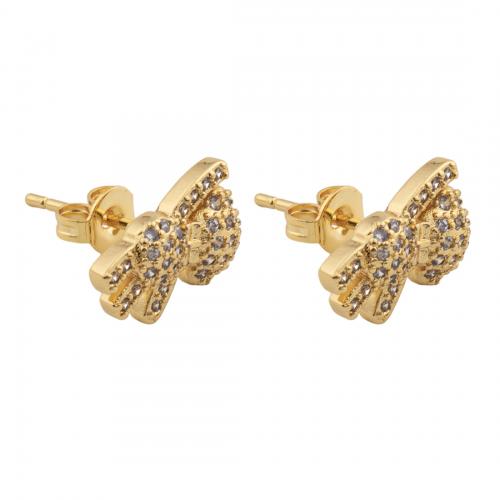 Cubic Zirconia Micro Pave Brass Earring, 14K gold plated, fashion jewelry & micro pave cubic zirconia & for woman 