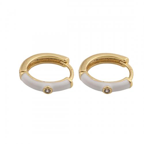 Cubic Zirconia Micro Pave Brass Earring, 14K gold plated, fashion jewelry & micro pave cubic zirconia & for woman & enamel 