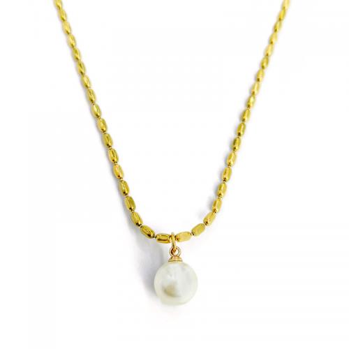 Titan Schmuck Halskette, Titanstahl, mit Kunststoff Perlen, mit Verlängerungskettchen von 1.97inch, goldfarben plattiert, Modeschmuck & für Frau, Länge:ca. 15.94 ZollInch, verkauft von PC