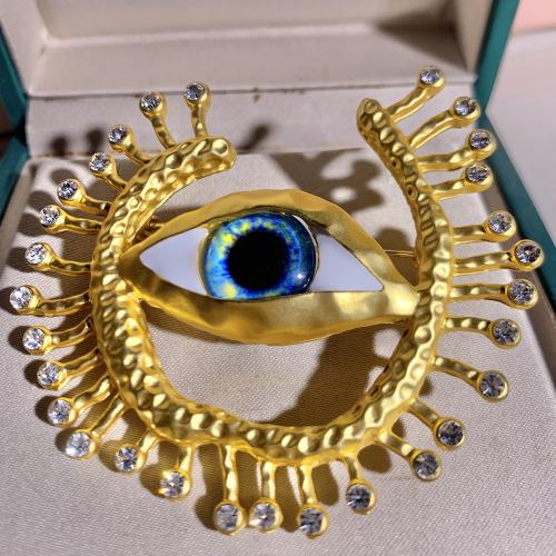 Broche de diamantes de imitación de la aleación de Zinc, para mujer & esmalte & con diamantes de imitación, dorado, 63x60mm, Vendido por UD