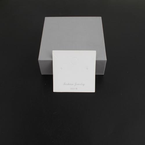 Tarjeta de la exhibición de la joya moderna, Papel, Sostenible, Blanco, 80.25x8.2x0.2mm, agujero:aproximado 60x60x0.2mm, aproximado 200PCs/Bolsa, Vendido por Bolsa