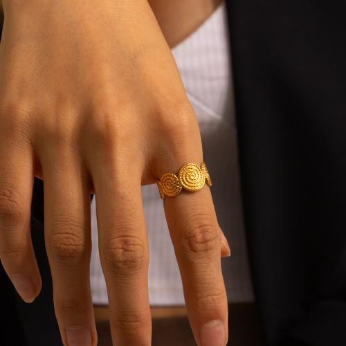 Edelstahl Fingerring, 304 Edelstahl, rund, plattiert, Modeschmuck, Goldfarbe, Ring inner diameter:17.5mm, verkauft von PC