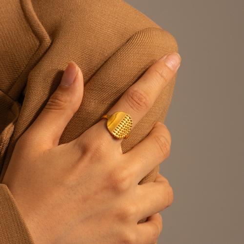 Edelstahl Fingerring, 304 Edelstahl, rund, plattiert, Modeschmuck, Goldfarbe, Ring inner diameter:1.78cm, verkauft von PC