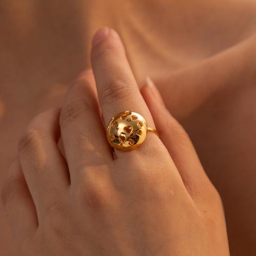 Edelstahl Fingerring, 304 Edelstahl, rund, plattiert, Modeschmuck, Goldfarbe, Ring inner diameter:1.73cm, verkauft von PC