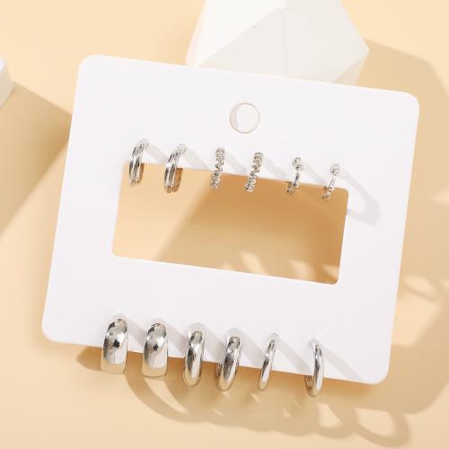 Zinc Alloy Hoop Earring, plated, 6 pieces & for woman 