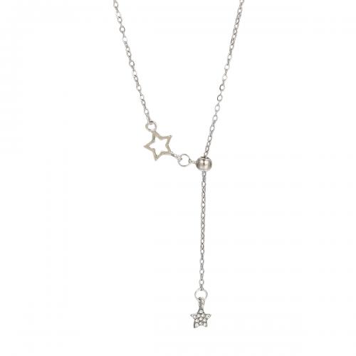 Collar de Cristal y Aleación de Zinc, con Cristal, con 5.5cm extender cadena, Joyería & para mujer, plateado, longitud:aproximado 30.7 cm, Vendido por UD[