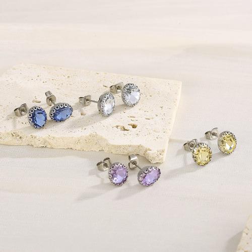 Stainless Steel Rhinestone Stud Earring, 304 Stainless Steel, fashion jewelry & for woman & with rhinestone 