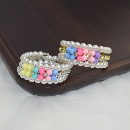 Children Bracelets, Zinc Alloy, with Seedbead & Plastic Pearl, plated, Girl & fashion jewelry & with rhinestone Inner 4cm 2cm 