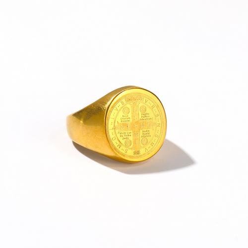 Titanium Steel Finger Ring, Vacuum Ion Plating  & for woman, golden 