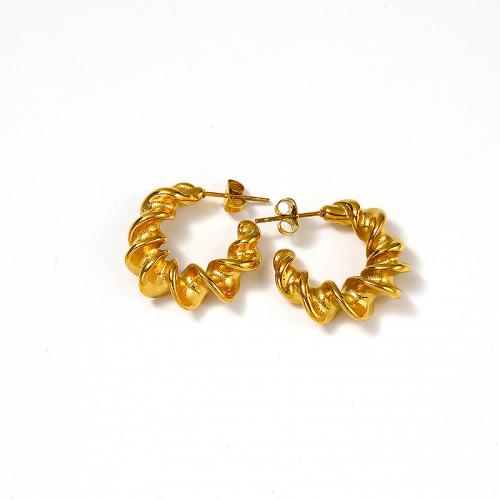 Titan Stahl Ohrringe, Titanstahl, Vakuum-Ionen-Beschichtung, für Frau, goldfarben, 22x22mm, verkauft von Paar