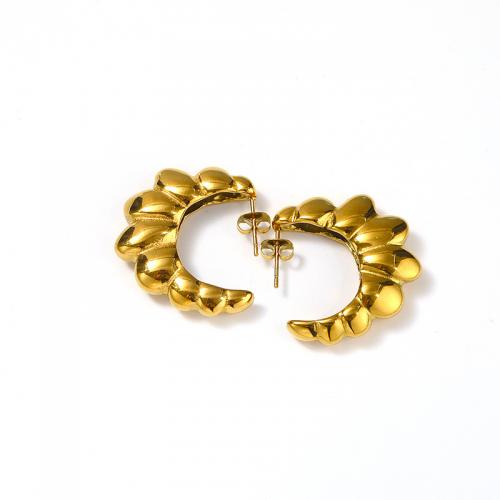Titan Stahl Ohrringe, Titanstahl, Vakuum-Ionen-Beschichtung, für Frau, goldfarben, 27x28mm, verkauft von Paar