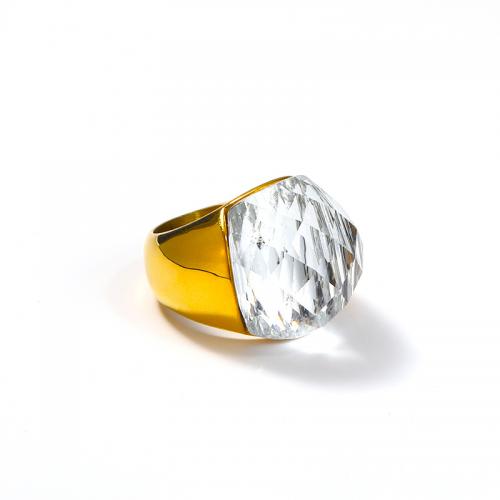 Titanium Steel Finger Ring, Vacuum Ion Plating & micro pave cubic zirconia & for woman 
