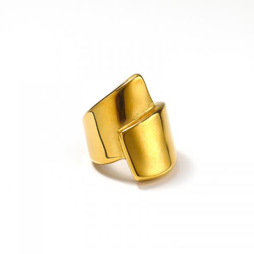 Anillo de dedo de acero Titanium de, Partículas de acero, Recubrimiento iónico al vacío, diverso tamaño para la opción & para mujer, dorado, Vendido por UD