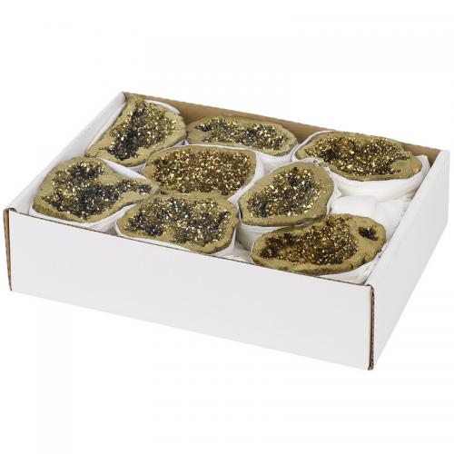 ブラジルアゲート 鉱物標本, とともに 紙箱, ナゲット, druzyスタイル, 金色, Length about 40-50mm, 売り手 ボックス