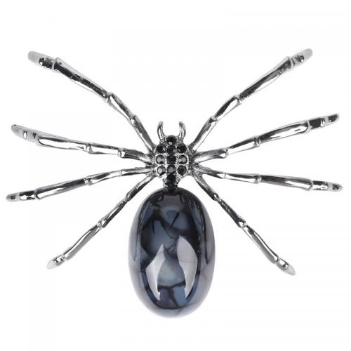 Agate Decoration, with Zinc Alloy, Spider, silver color plated, for home and office & random style & with rhinestone, mixed colors 