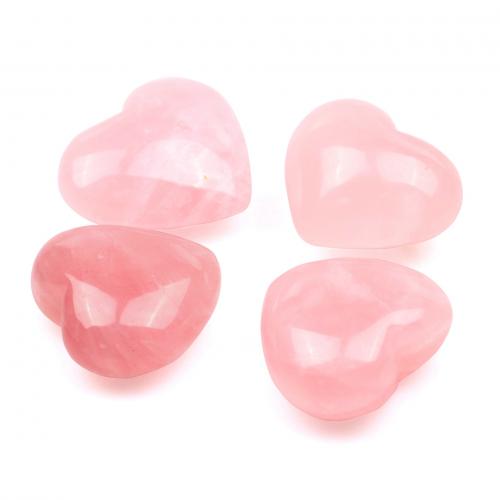 Rose Quartz Decoration, Heart, polished, for home and office, pink, Length about 55mm,width about 23-26mm 